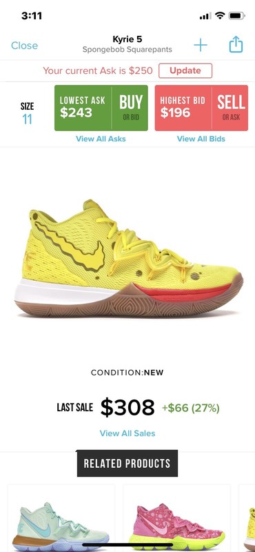 kyrie 5 spongebob size 11